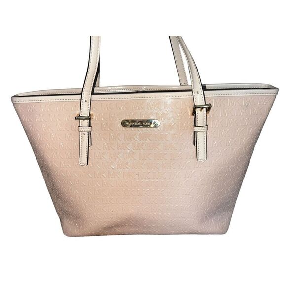 Michael Kors Jet Set Travel Small Leather Carryall Tote Bag blush tan - Picture 2 of 9